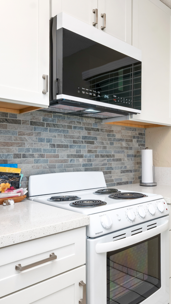 Close up of renovated kitchen suite
